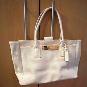 original Vince Camuto white leather summer tote bag